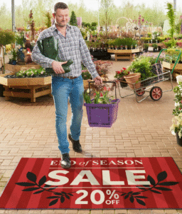 FloorStudio punane logomatt lillepoe sissepääsu ees, mis kogub mustust ja niiskust